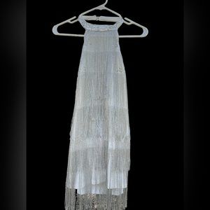 Halter Neck Open Back Fringe Mini Dress